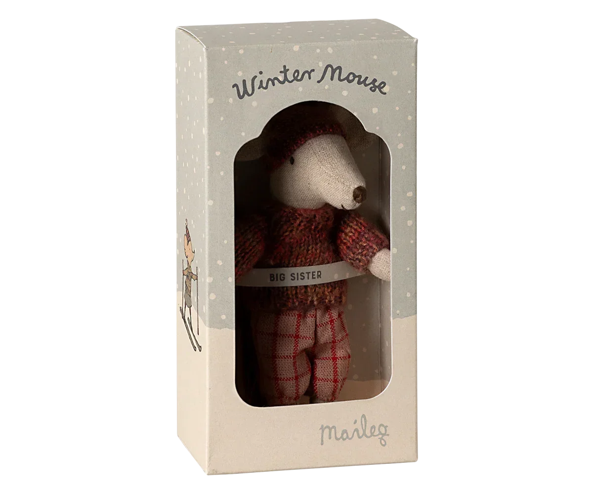 Maileg Wintermaus mit Skiset, Große Schwester – Rose