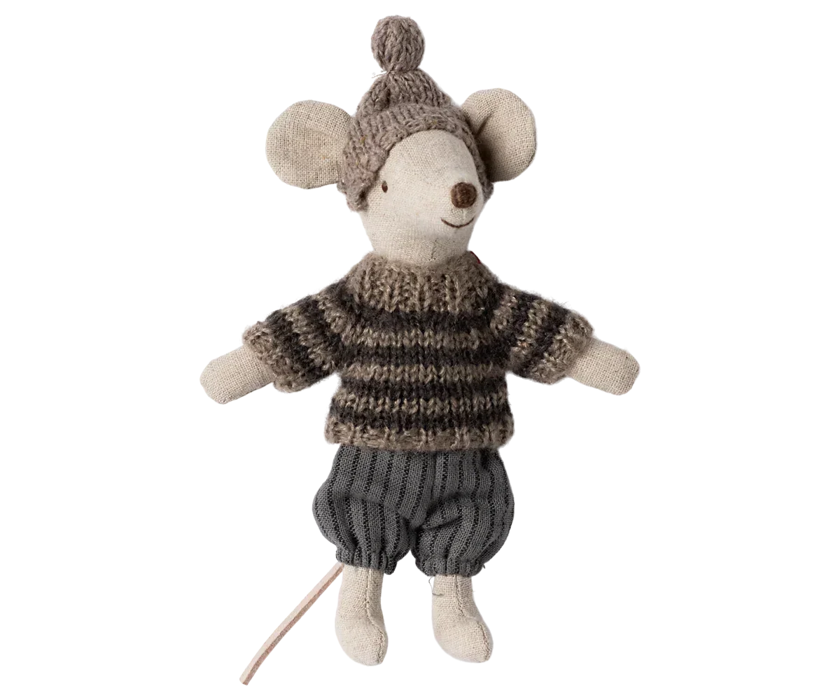 Maileg Wintermaus mit Skiset, Großer Bruder – Grau