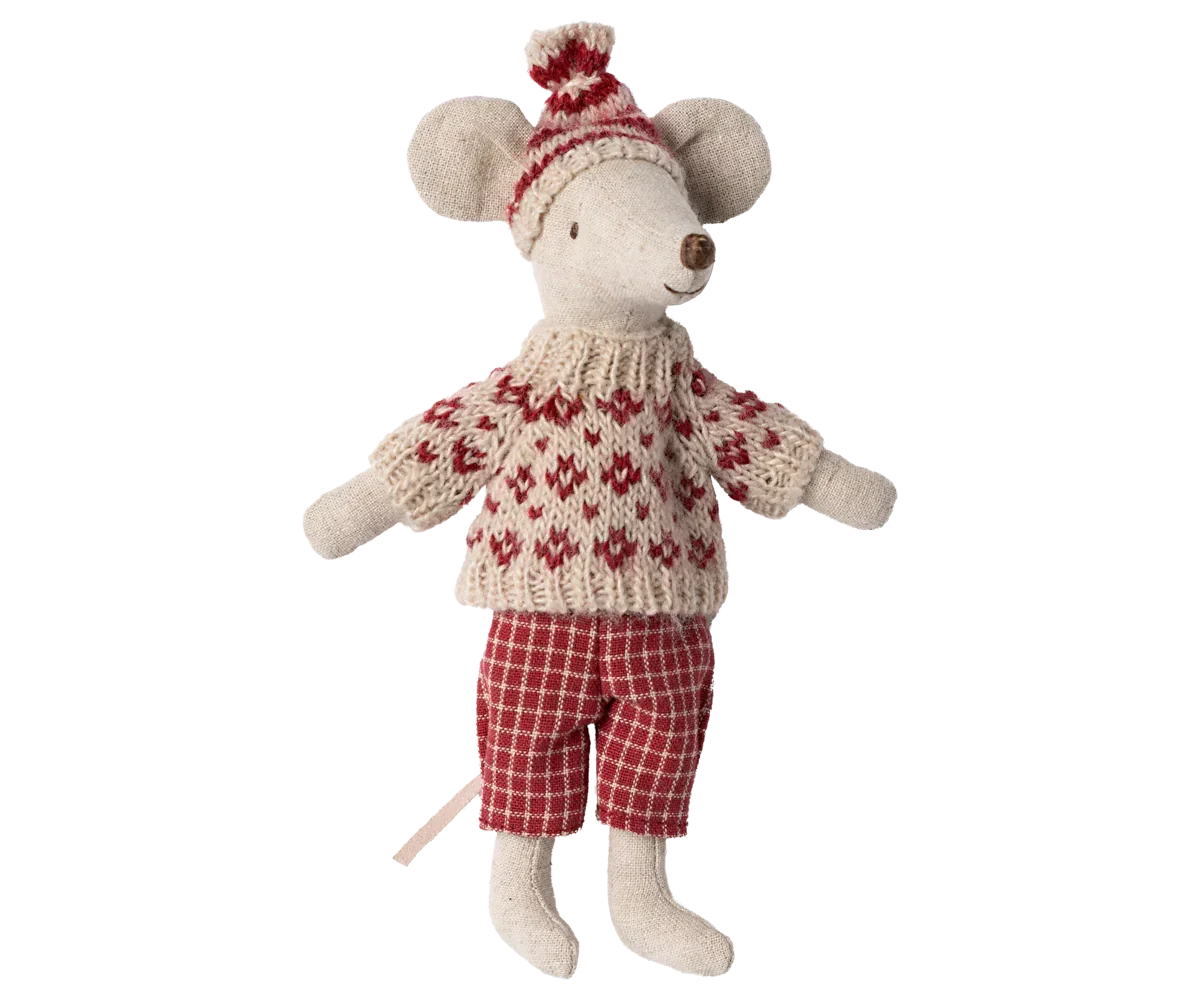 Maileg Wintermaus mit Skiset, Mama – Rot