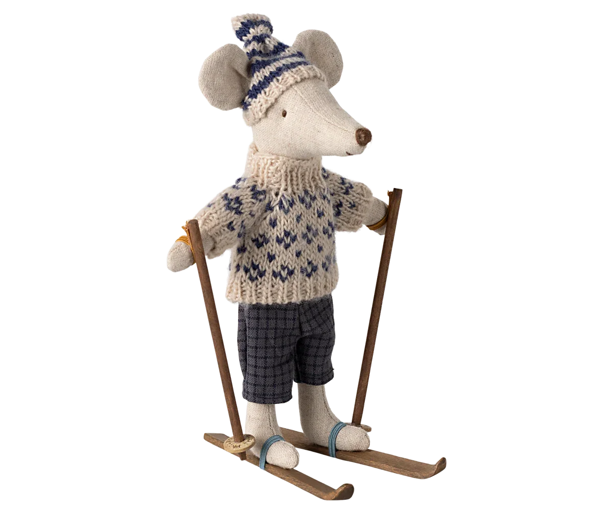 Maileg Wintermaus mit Skiset, Papa – Blau