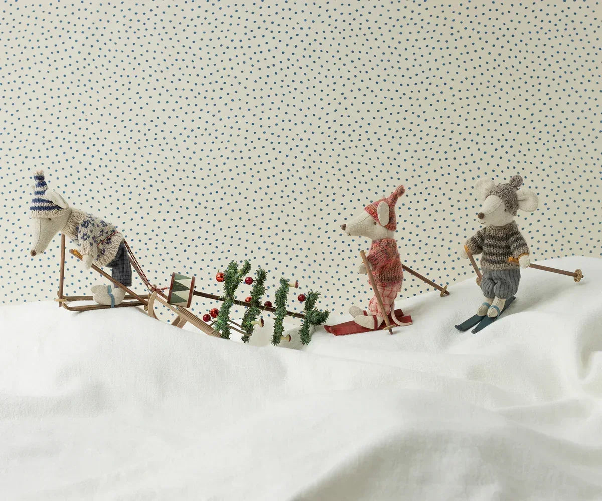 Maileg Wintermaus mit Skiset, Papa – Blau
