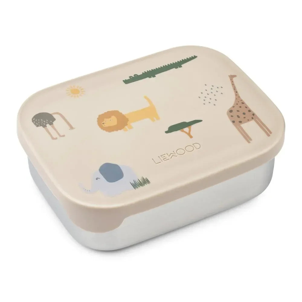 LIEWOOD Kinder Brotdose Edelstahl mit Silikondeckel Arthur "Safari sandy mix"