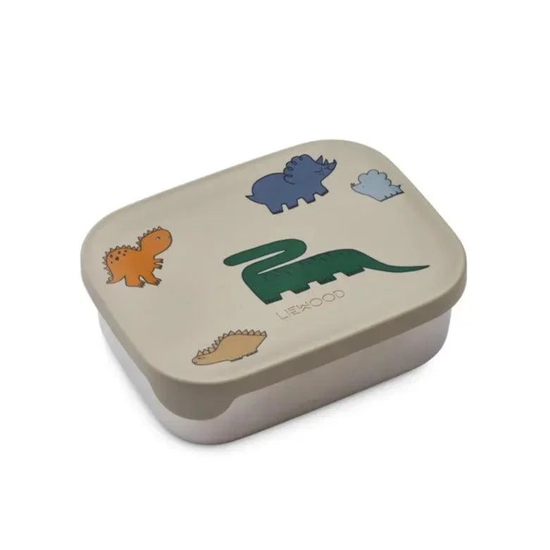 LIEWOOD Kinder Brotdose Edelstahl mit Silikondeckel Arthur "Dinosaurs / Mist"