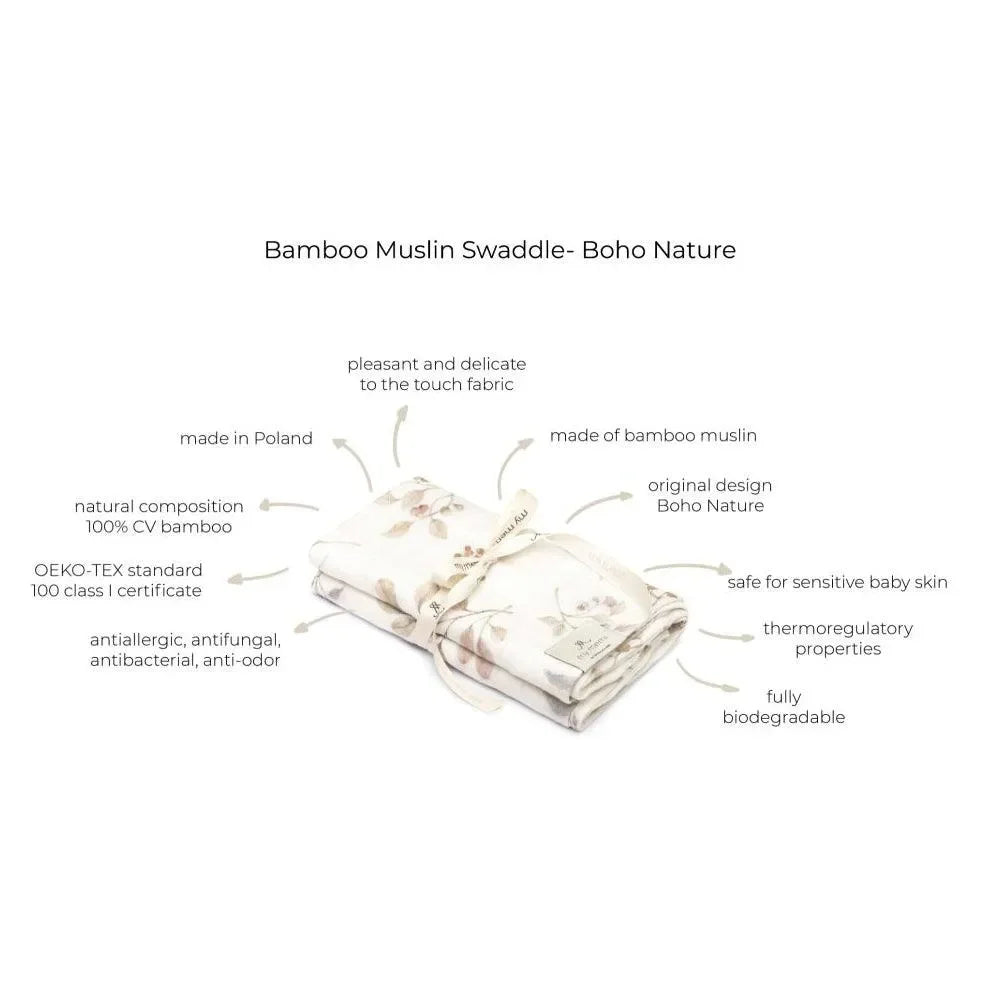 Bambus Babydecke / Wickeldecke 100 x 120 cm - Boho natur
