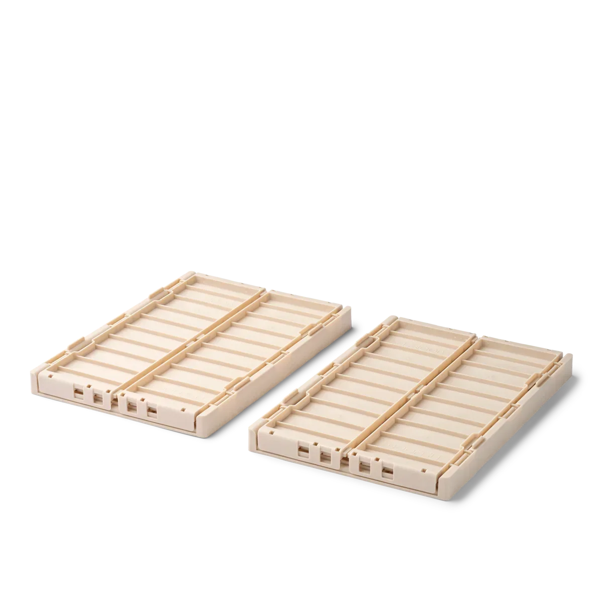 Zwei beige Bausteinplatten für Kinder, geeignet als umweltfreundliches Spielzeug