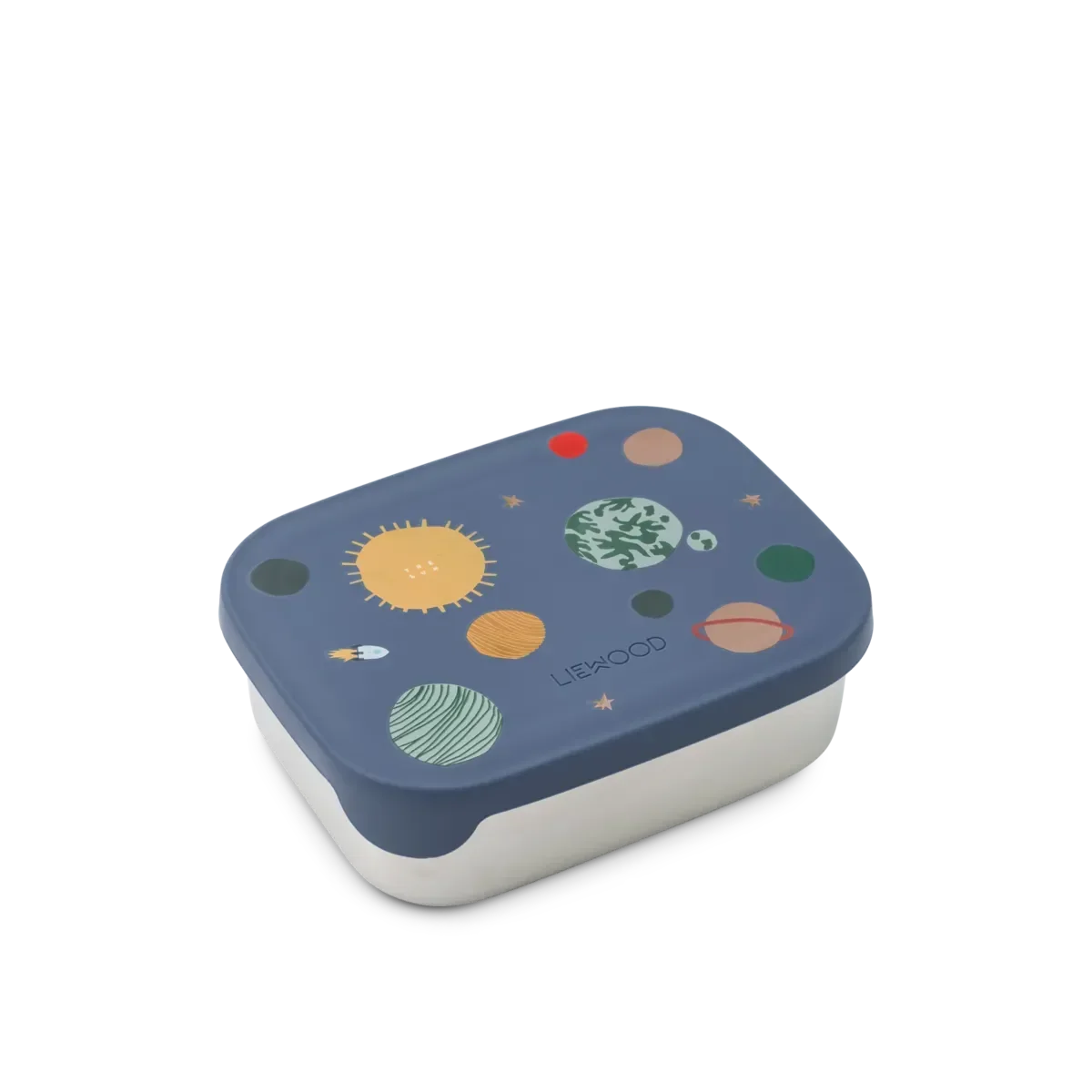 LIEWOOD Kinder Brotdose – Edelstahl mit Silikondeckel Arthur "Universe / Classic navy"