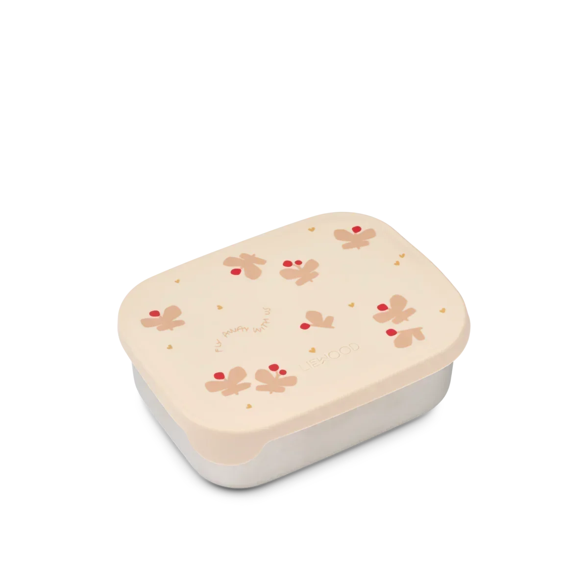 LIEWOOD Kinder Brotdose Edelstahl mit Silikondeckel Arthur "Butterfly / Apple blossom"