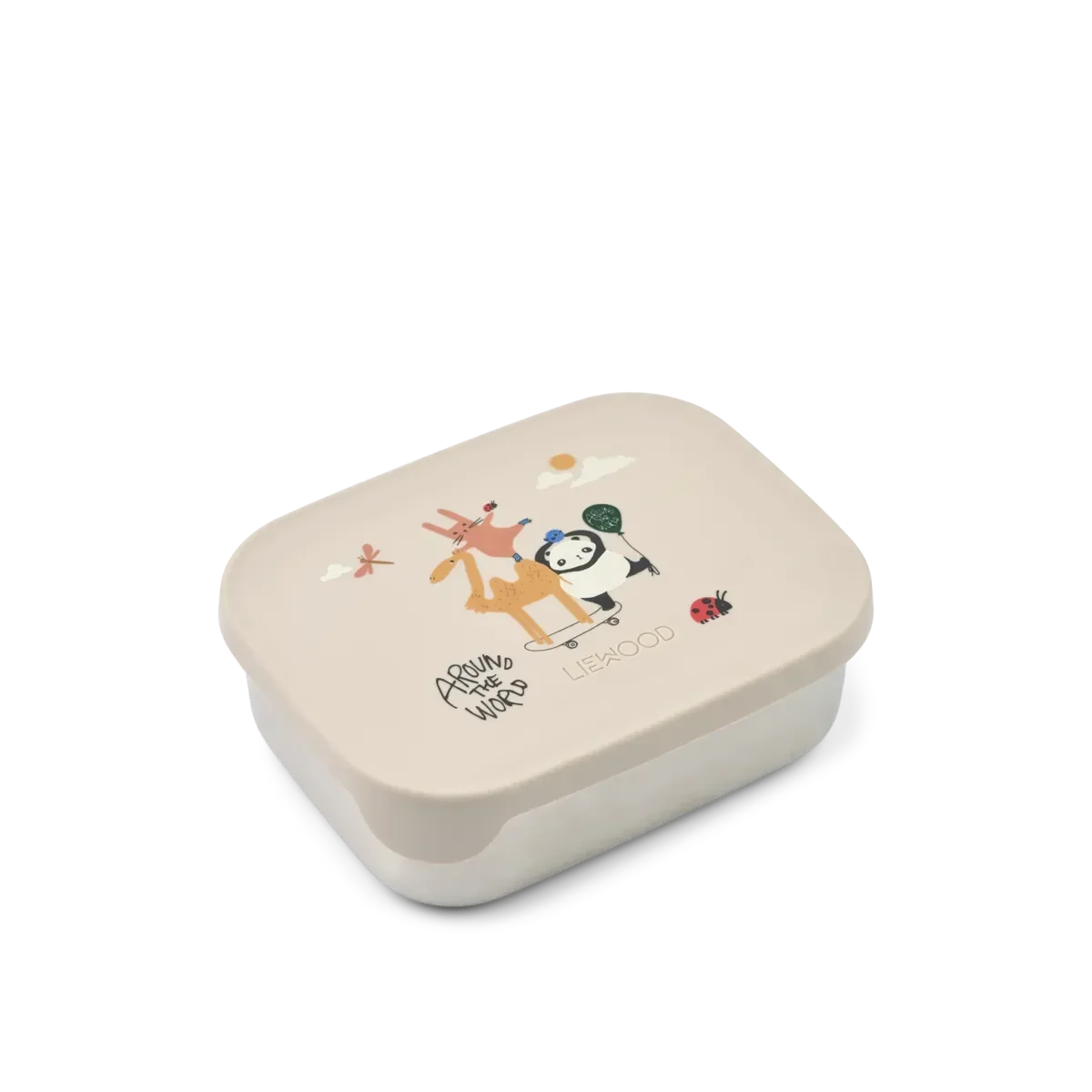 LIEWOOD Kinder Brotdose Edelstahl mit Silikondeckel Arthur "Around the world / Sandy"