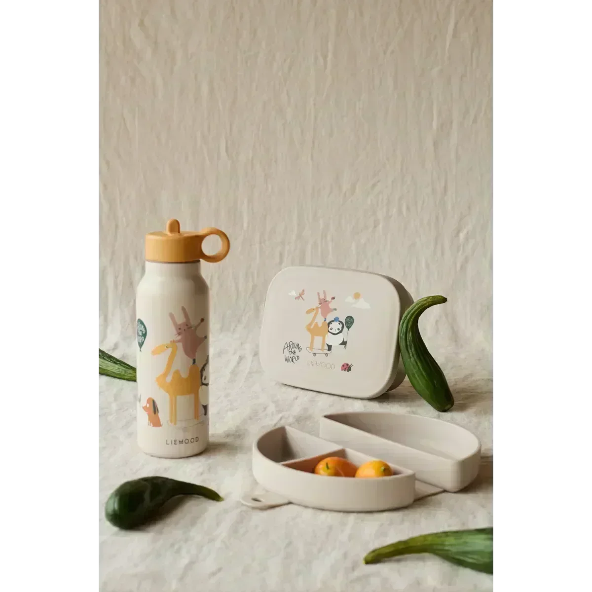 LIEWOOD Kinder Brotdose Edelstahl mit Silikondeckel Arthur "Aviator / Ecru"