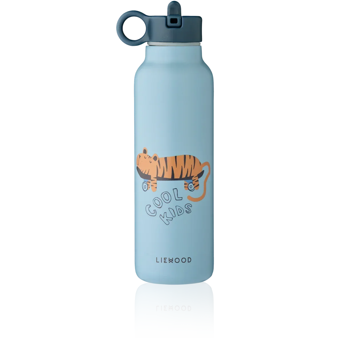 LIEWOOD Falk Trinkflasche für Kinder – 500 ml aus Edelstahl "Tiger / Beach blue"