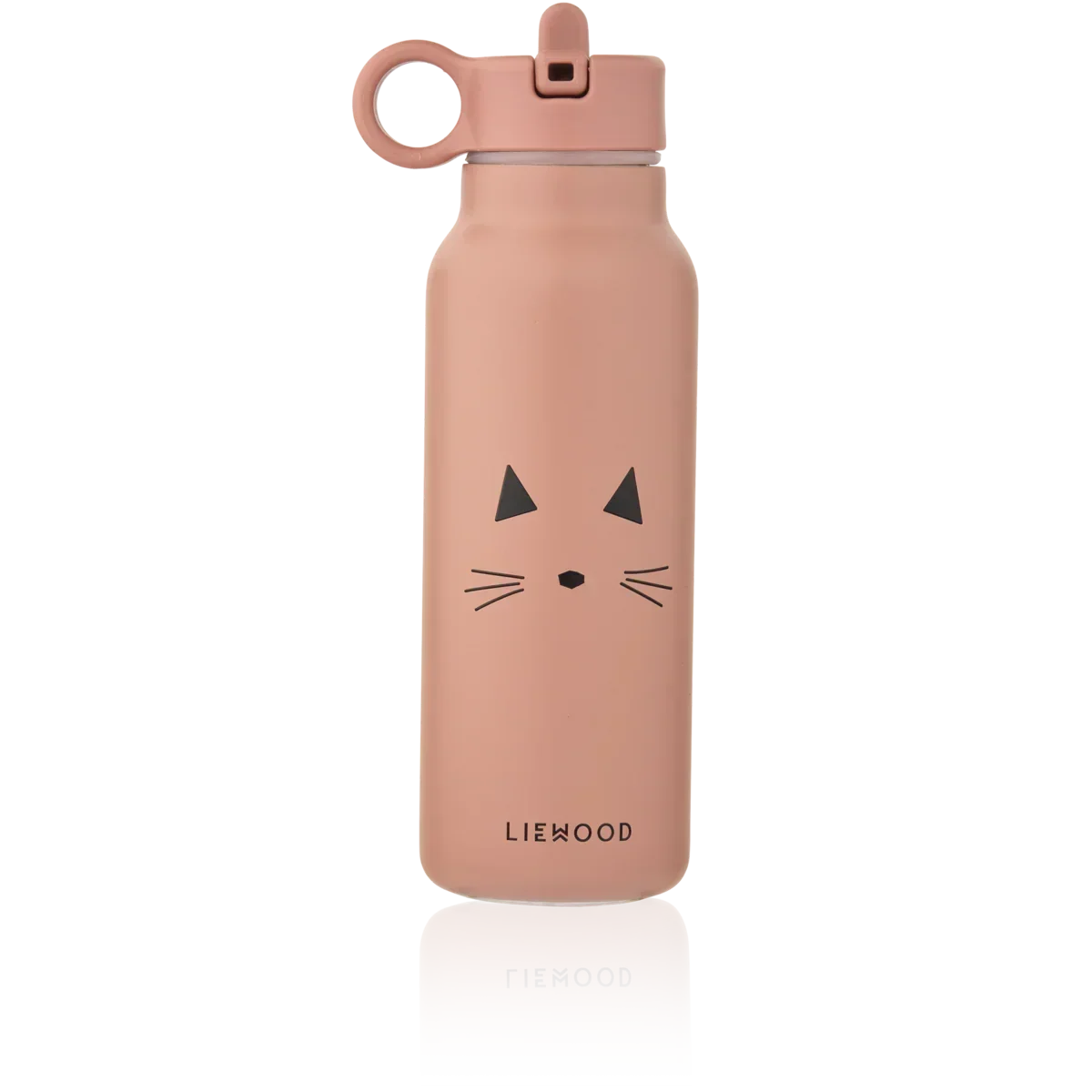 LIEWOOD Kinder Trinkflasche – 350 ml aus Edelstahl Falk "Cat dark rose"