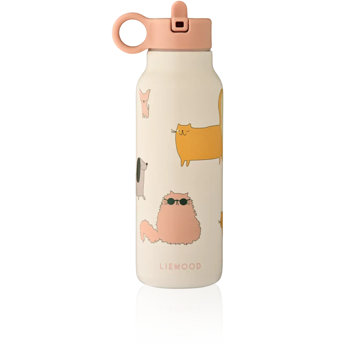 LIEWOOD Kinder Trinkflasche – 350 ml aus Edelstahl Falk "Cats and Dogs / Sandy"