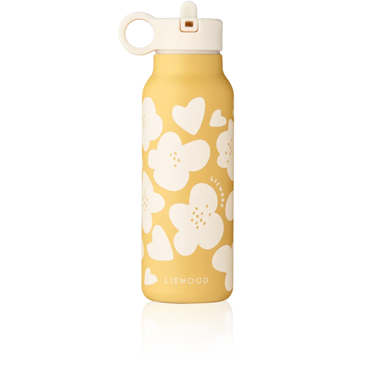 LIEWOOD Falk Trinkflasche für Kinder – 350 ml aus Edelstahl "Flower / Lemon yellow"