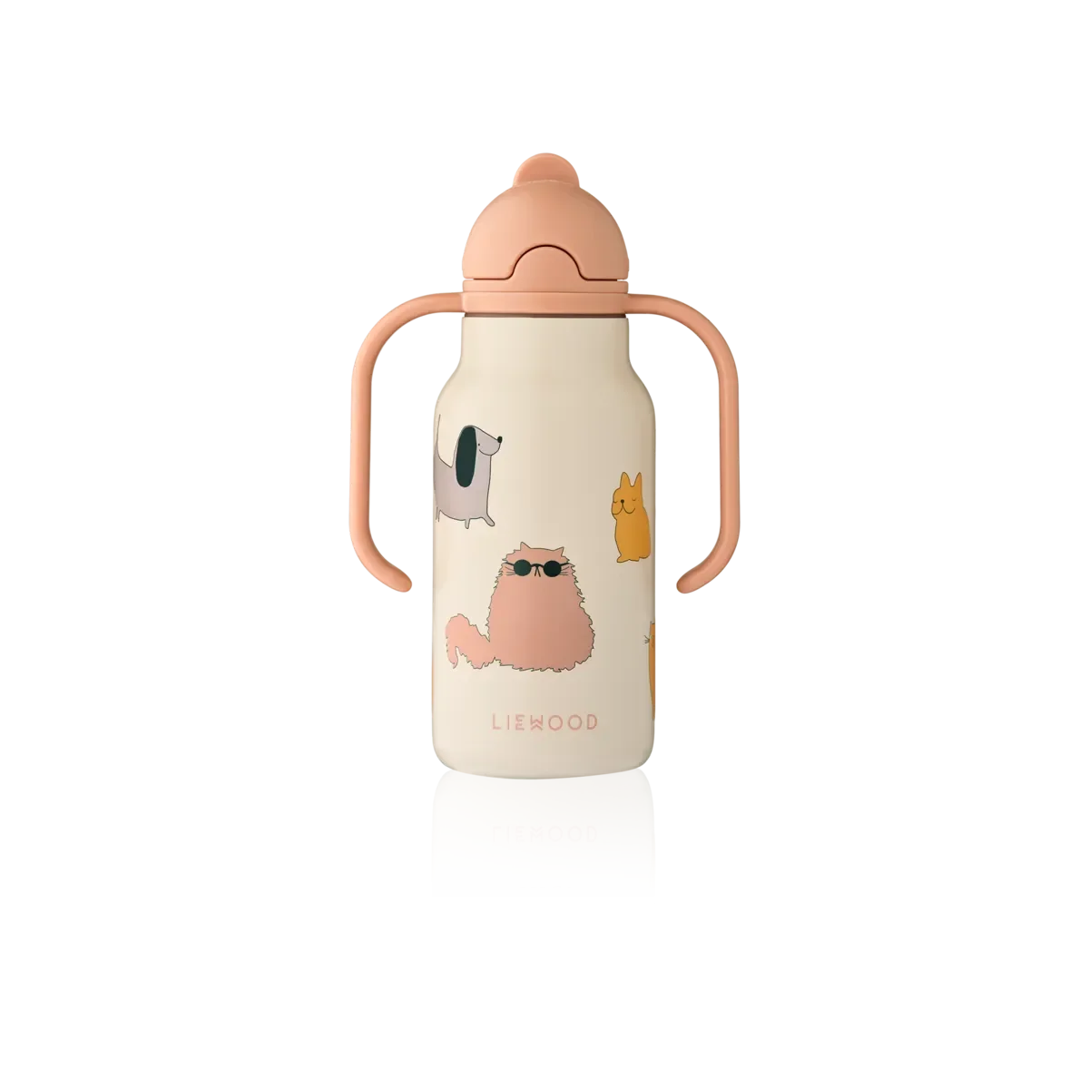 LIEWOOD Kinder Trinkflasche – 250 ml aus Edelstahl Kimmie "Cats and Dogs / Sandy"