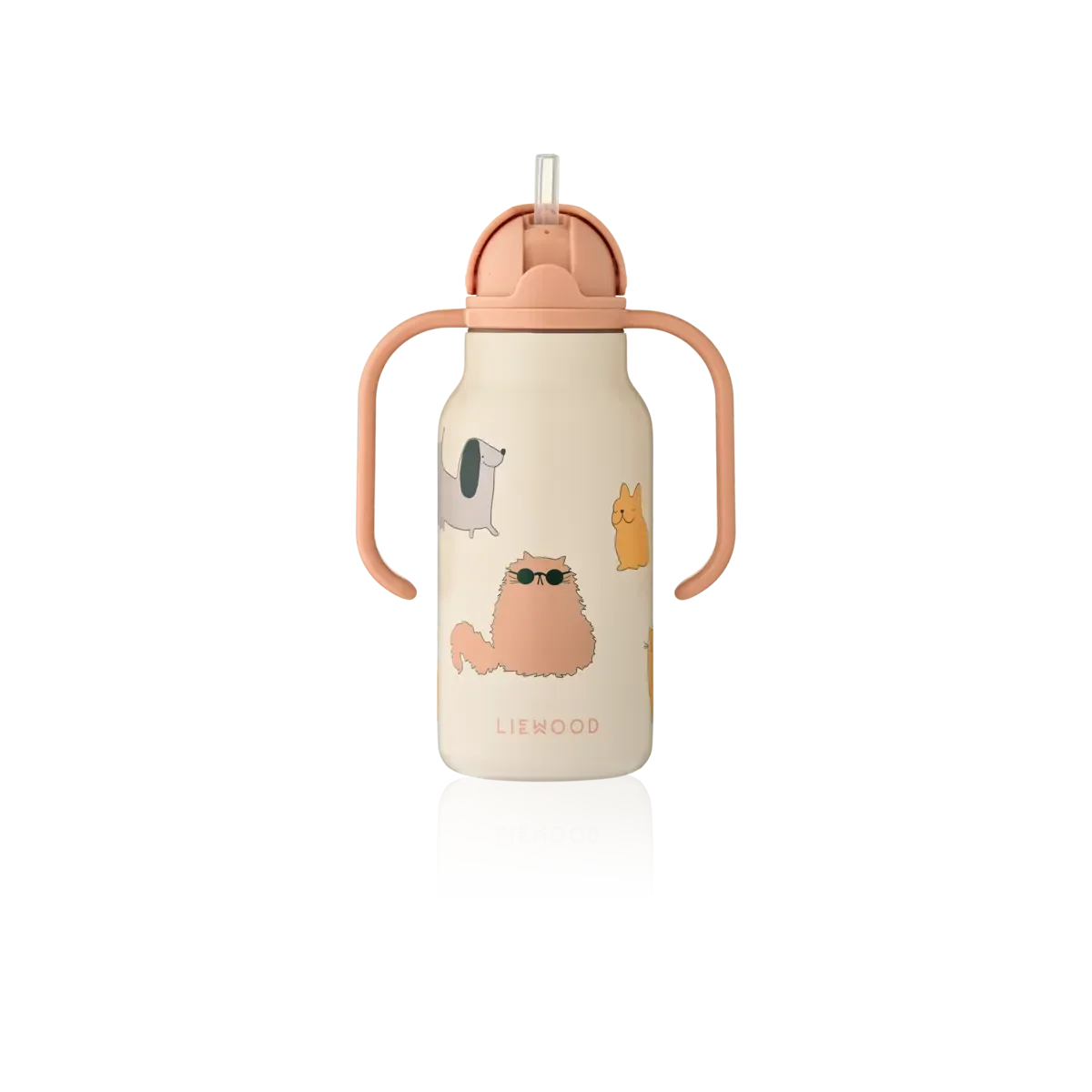 LIEWOOD Kinder Trinkflasche – 250 ml aus Edelstahl Kimmie "Cats and Dogs / Sandy"