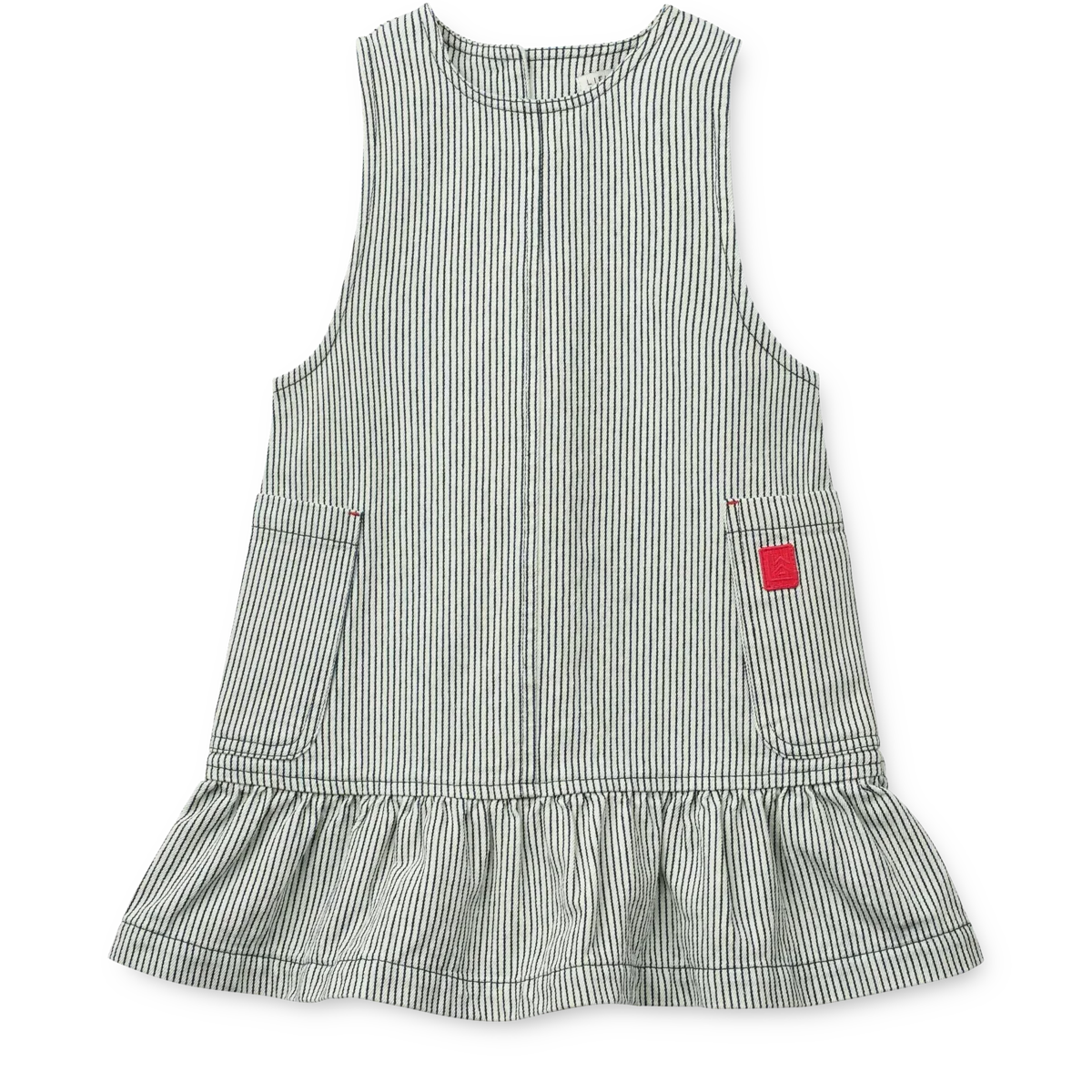 LIEWOOD Angelica Denim-Kleid mit Print und Rüschen "Classic navy / Creme de la creme"