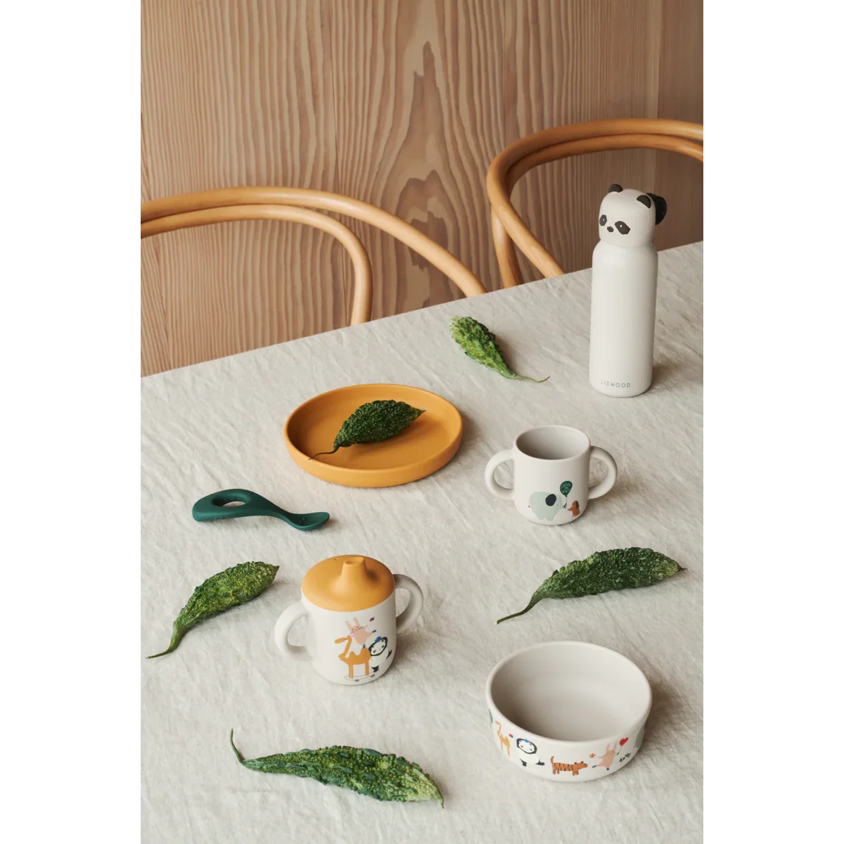 LIEWOOD Falk Wasserflasche mit Panda‑Deckel 350 ml