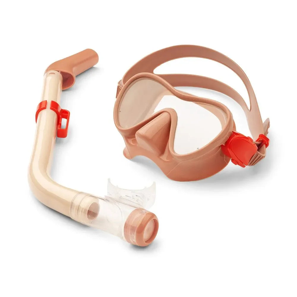 Kinder Schnorchelset mit Taucherbrille und Schnorchel in Nude- und Rosatönen