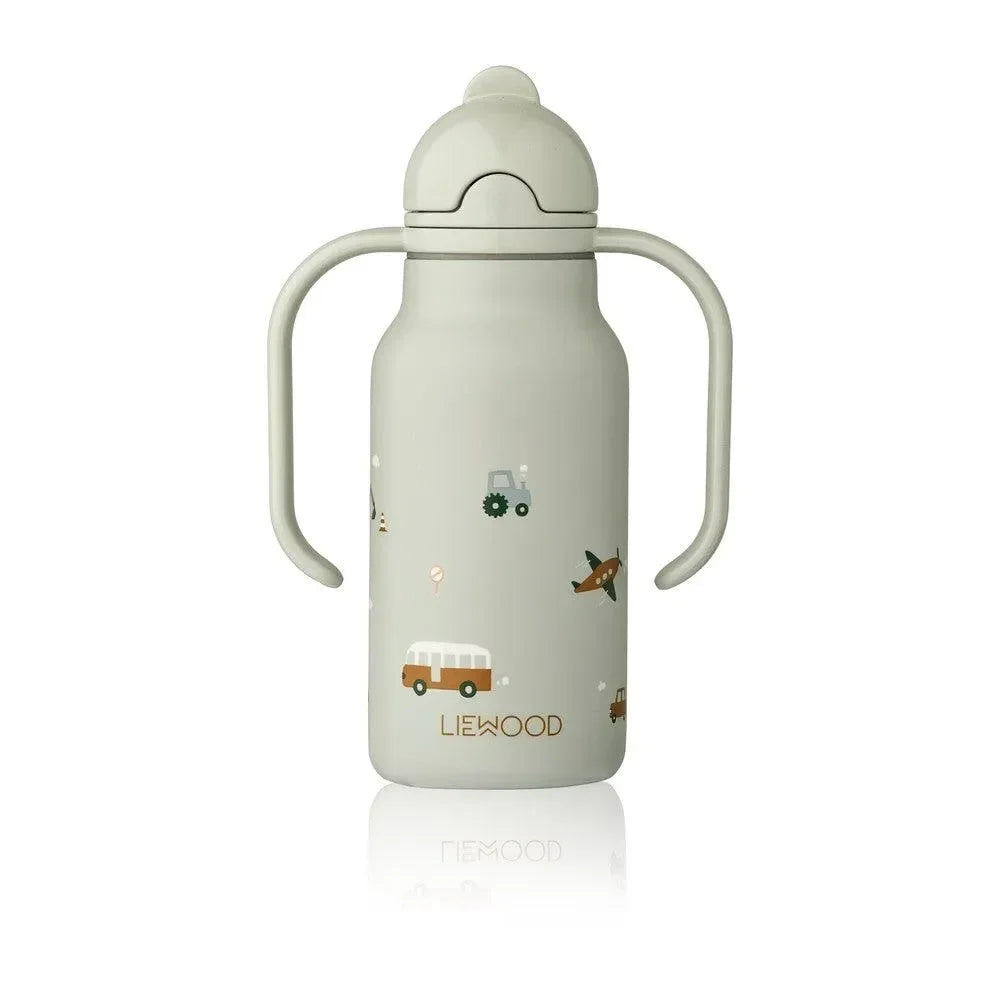 LIEWOOD Kinder Trinkflasche – 250 ml aus Edelstahl Kimmie "Vehicles / Dove blue"