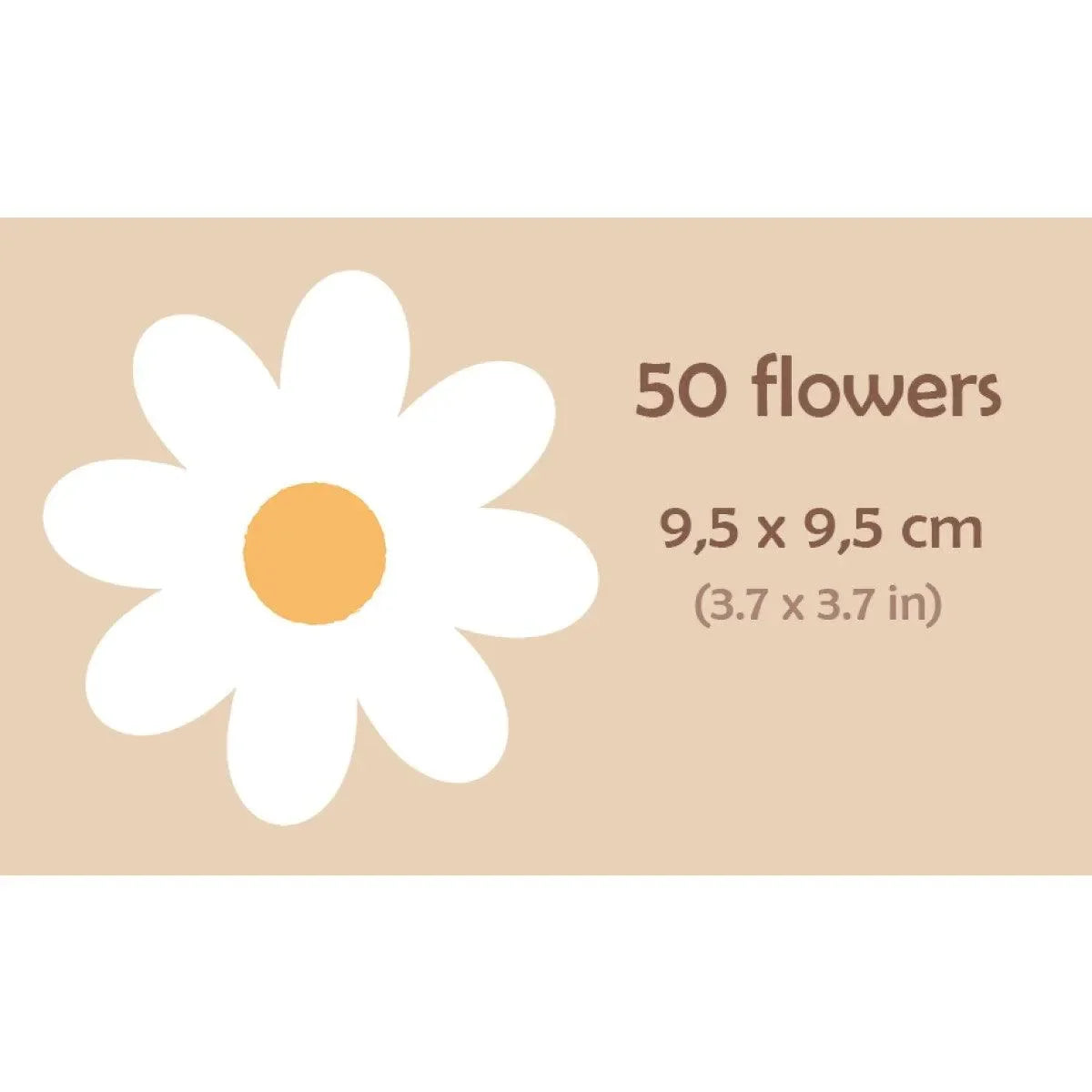 Mini Wandtattoo Gänseblümchen weiß, 9,5x9,5 cm, Kinderzimmer Deko, 50 Stück