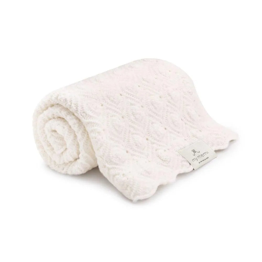 My Memi - Babydecke 100 % Merinowolle - Creme Pearl
