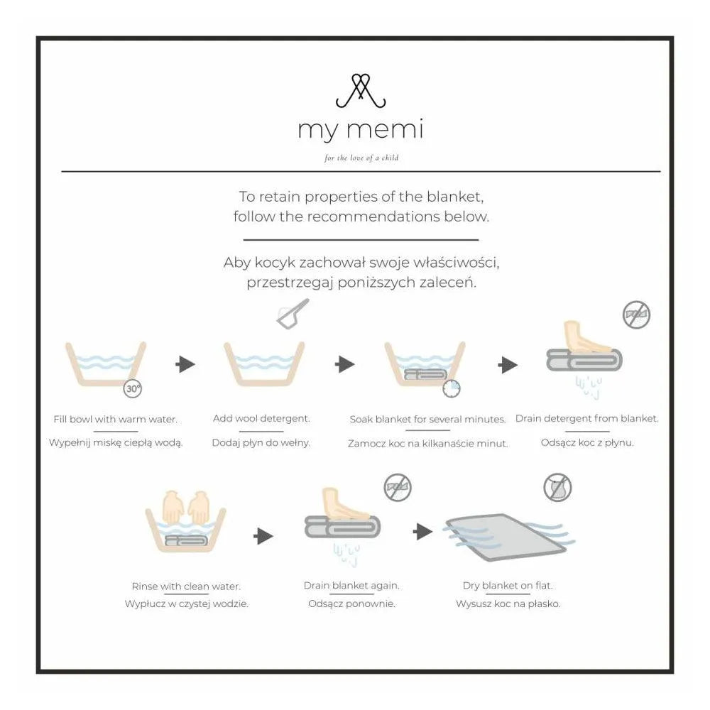 My Memi - Babydecke 100 % Merinowolle - Pflegehinweise