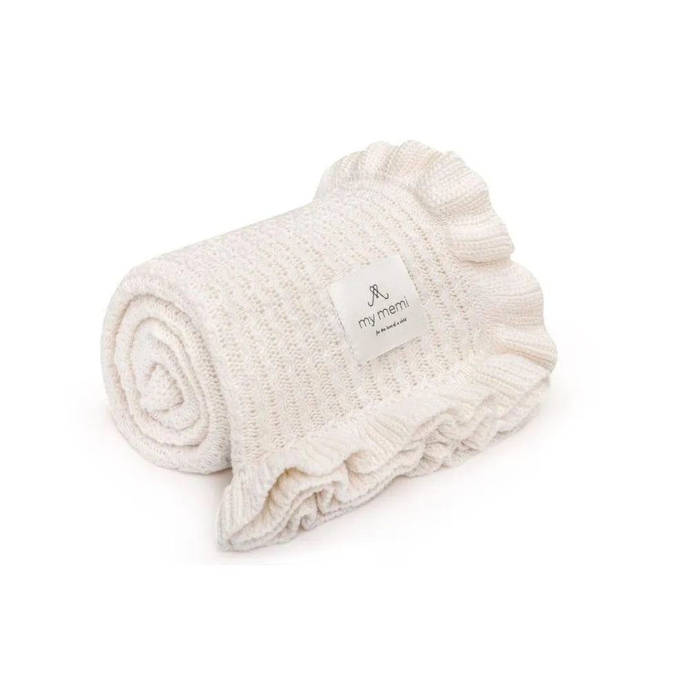 My Memi - Bambus Babydecke mit Rüschen - Creme
