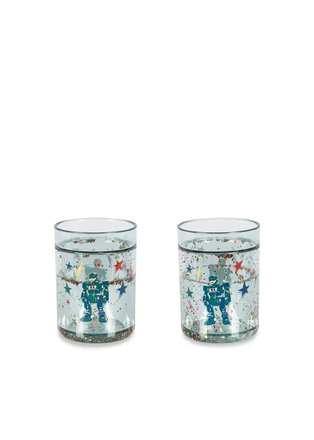 Konges Sløjd Glitzerbecher 2er Set "Hero Robot" – Kinder Trinkbecher