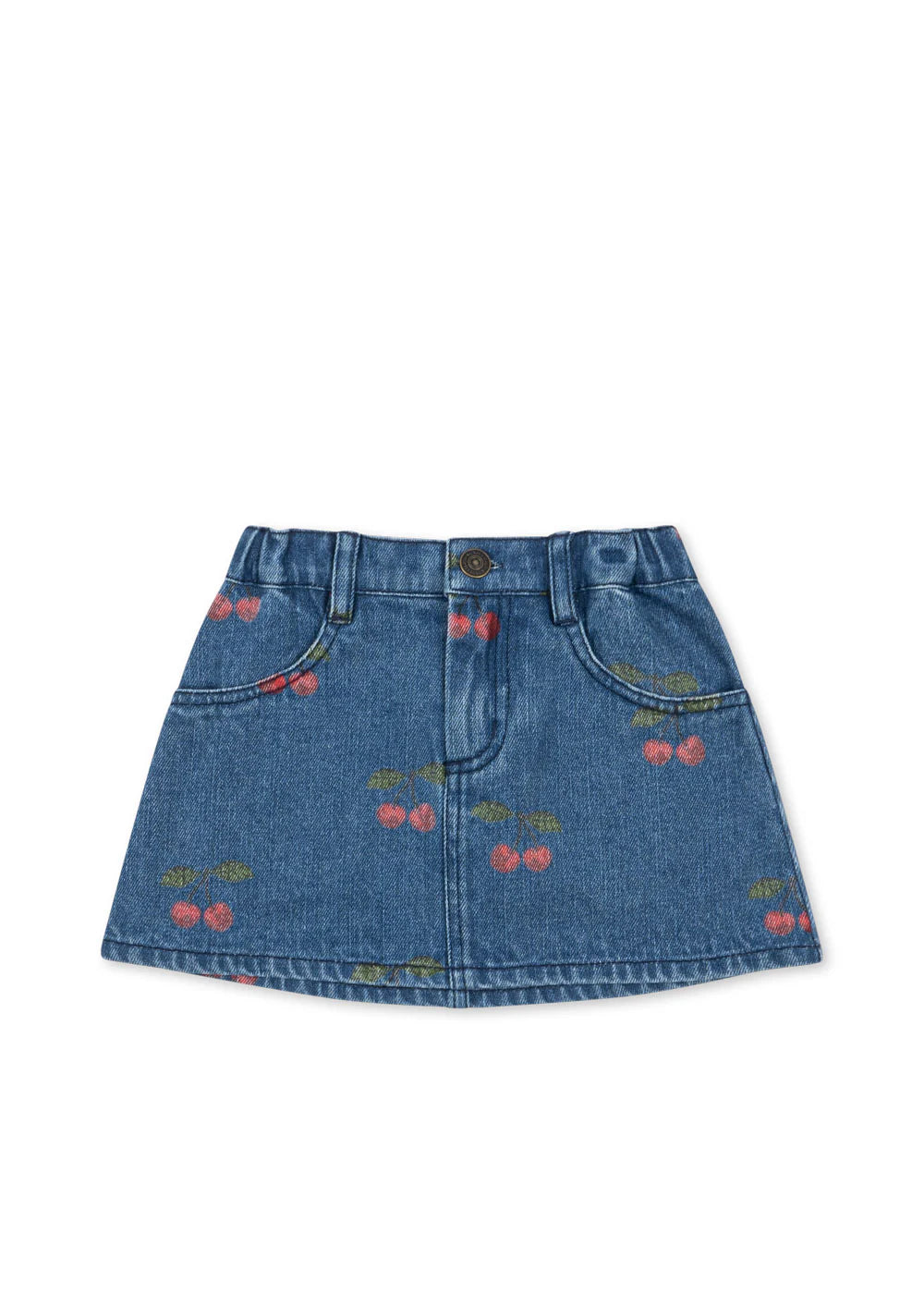 Konges Sløjd Rock Magot "Ma Grande Cerise" – Kinder Denim Rock aus Bio-Baumwolle