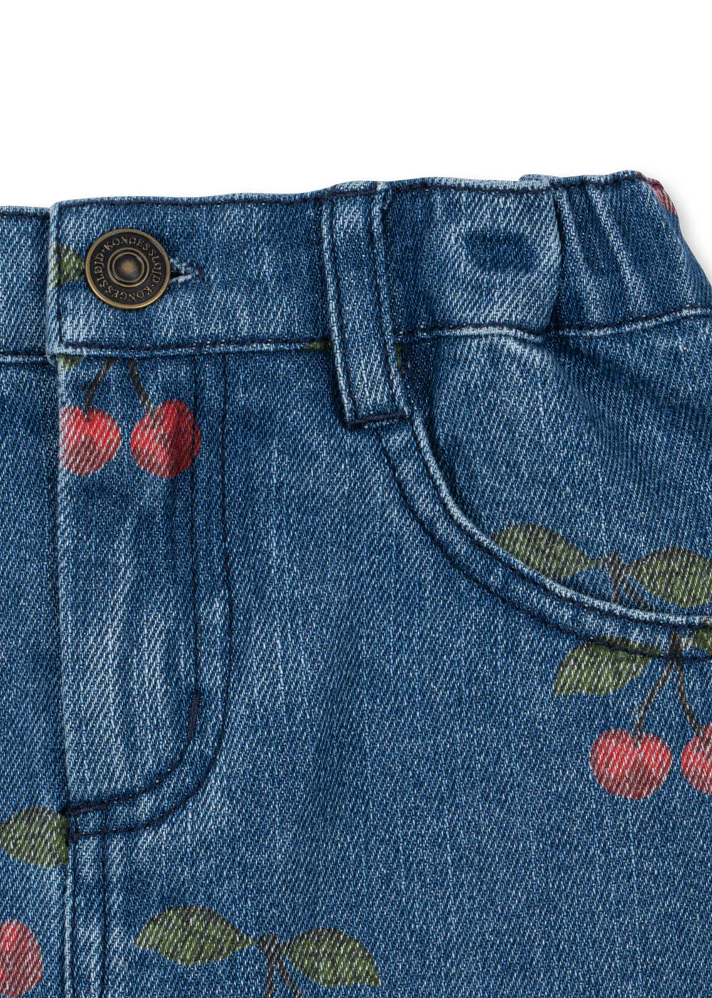 Konges Sløjd Rock Magot "Ma Grande Cerise" – Kinder Denim Rock aus Bio-Baumwolle