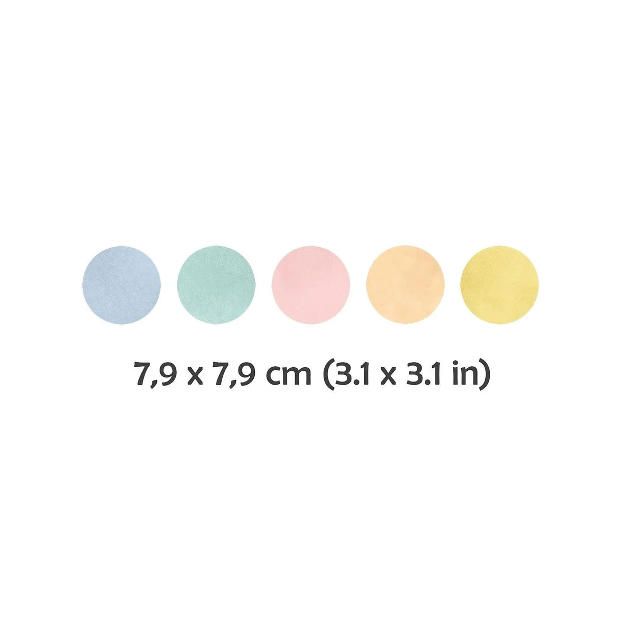 Wandtattoo Kinderzimmer Punkte Pastell in Blau, Grün, Rosa, Orange und Gelb, 7,9 cm Durchmesser