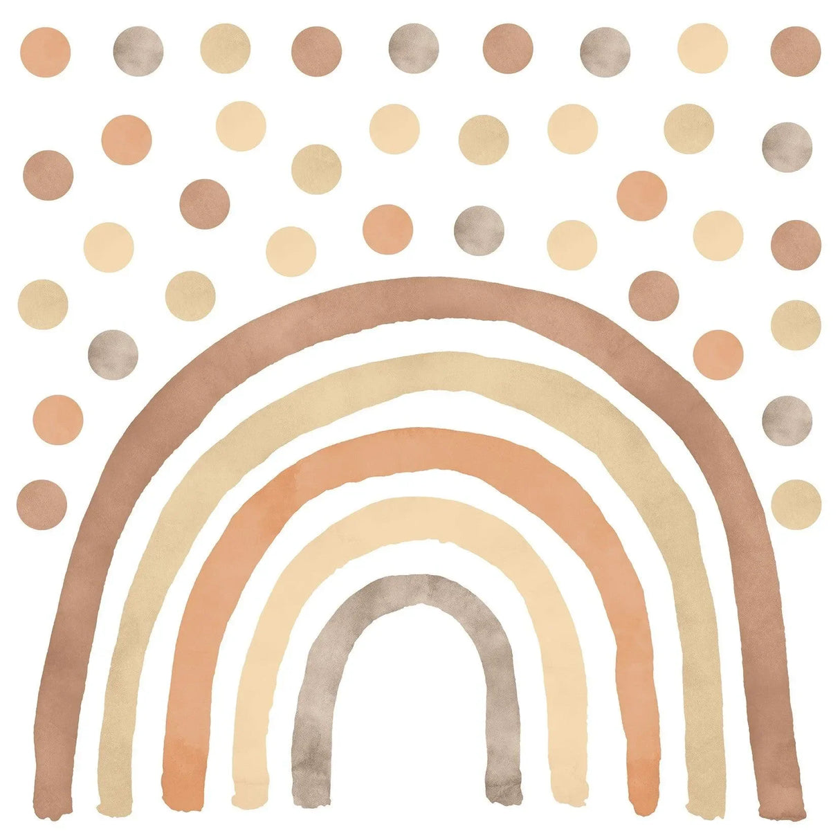 Wandtattoo Kinderzimmer Regenbogen mit Punkten in Braun und Beige, moderne Wanddekoration