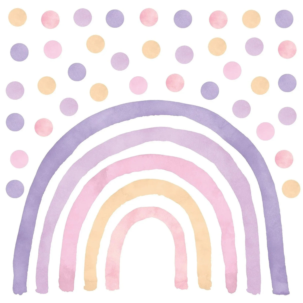 Wandtattoo Kinderzimmer Regenbogen in Pastellfarben mit Punkten, skandinavische Deko