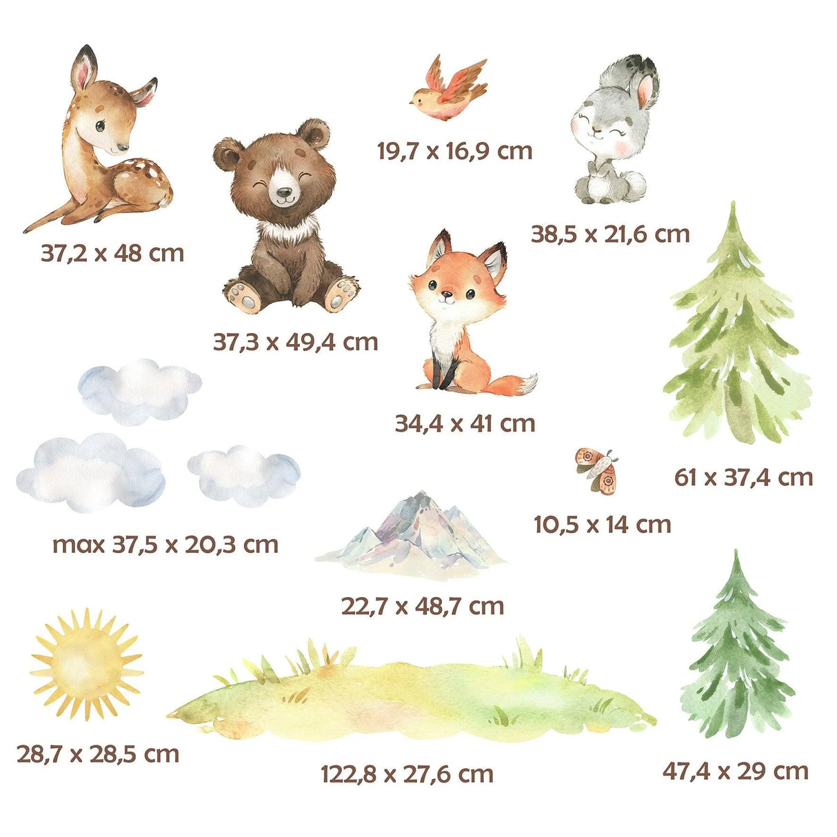 Wandtattoo Kinderzimmer - Waldtierbabys