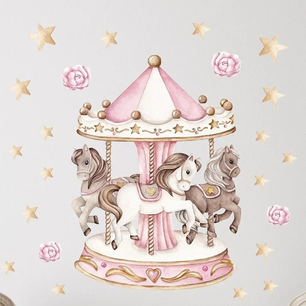 Wandtattoo Kinderzimmer - Ponykarussell