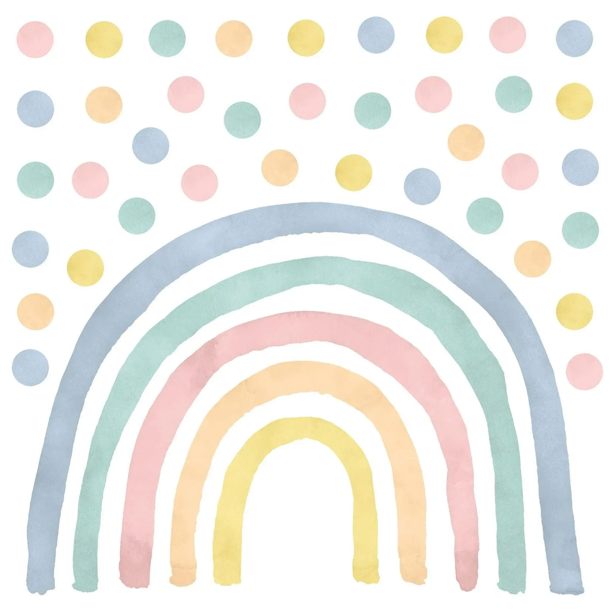 Wandtattoo Kinderzimmer - Regenbogen mit Punkte Pastell