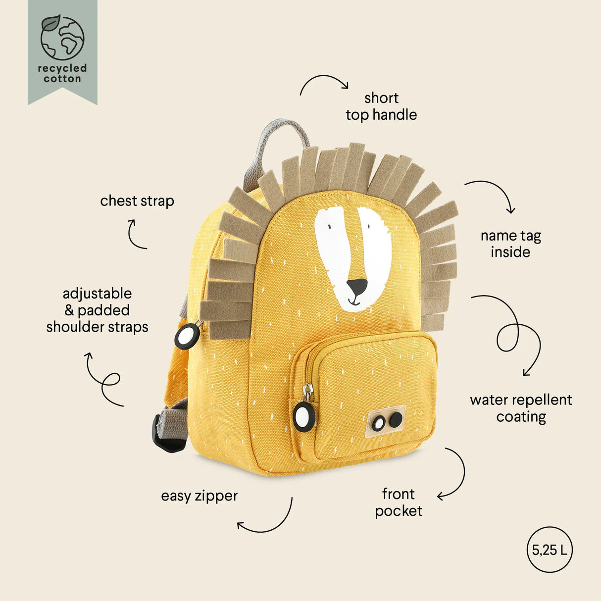 TRIXIE Rucksack klein – Mr. Lion - Nook' d' Mel - Kinder Concept Store