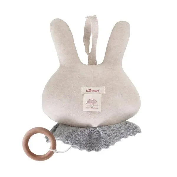 Musikmobile in Hasenform aus Stoff mit Holzzugring, perfekte Babyzimmer Dekoration