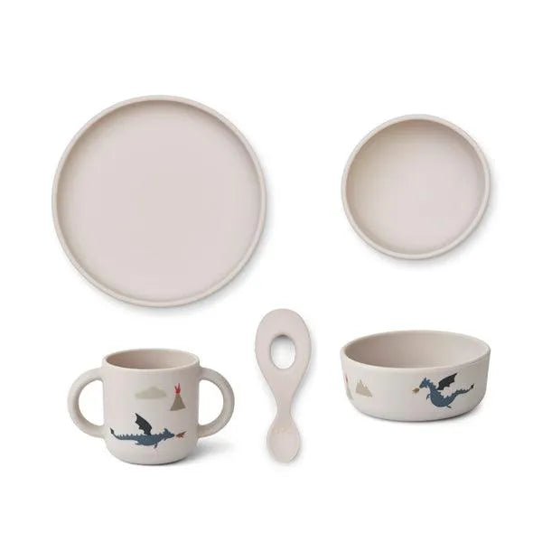 Liewood Vivi Silikongeschirr LW15135 0104 Little dragon Dark sandy mix