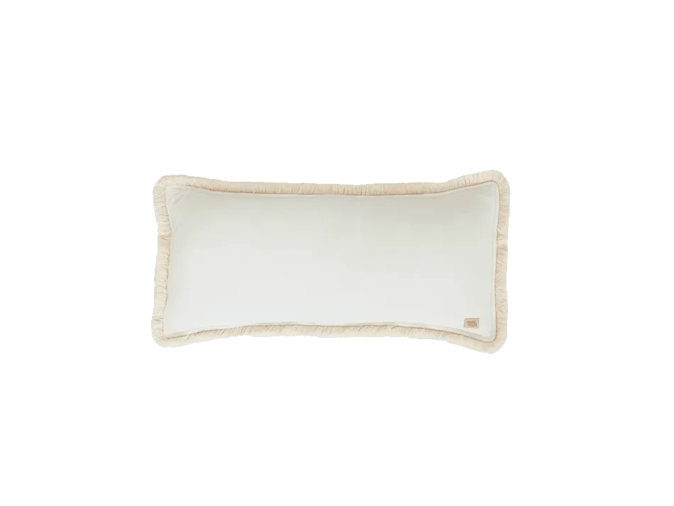 Kissen (Bolster) mit Fransen - Samt - Weiß
