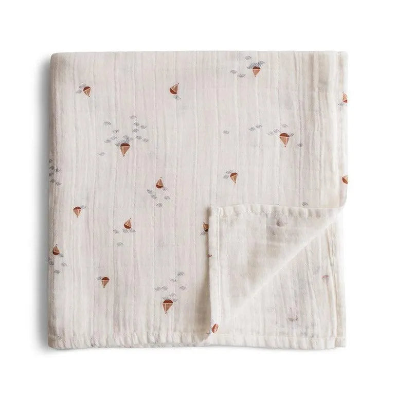 Mushie Wickeldecke Boats – 100 % Bio-Baumwolle – 120 x 120 cm - Nook d Mel