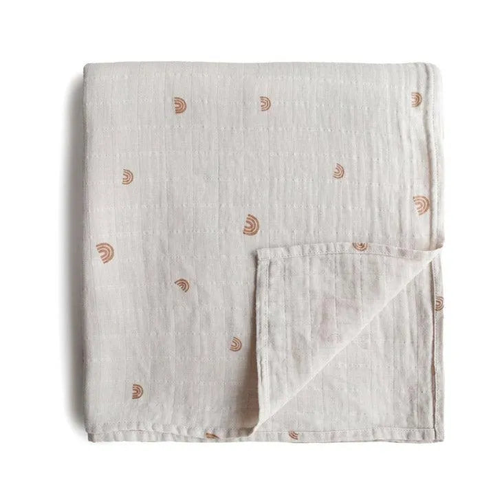 Mushie Wickeldecke Rainbow – 100 % Bio-Baumwolle – 120 x 120 cm - Nook d Mel