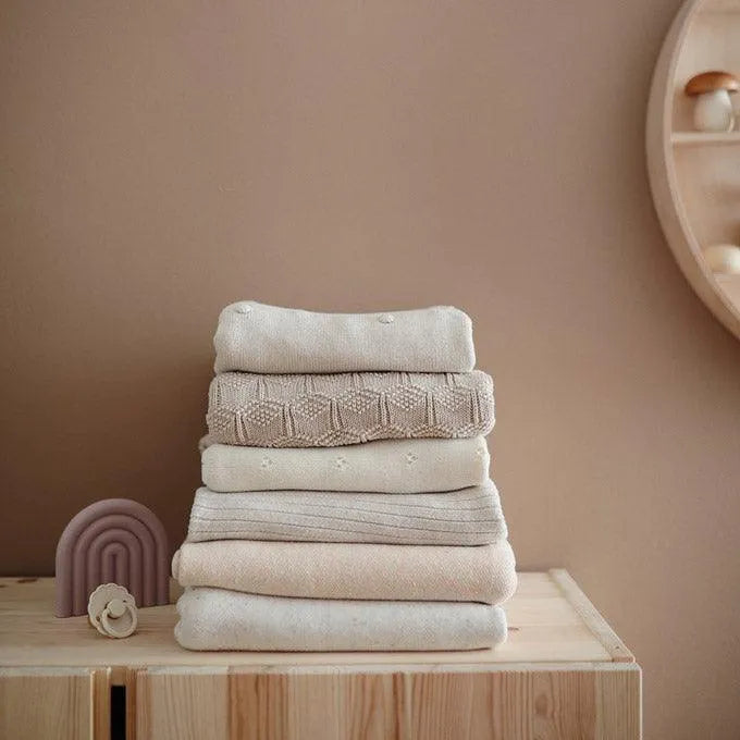Gestrickte Babydecke - Honeycomb Beige