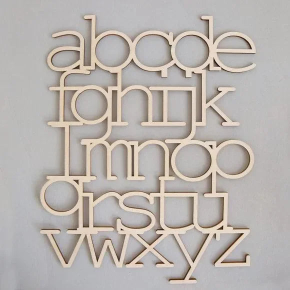 Holz-Wanddeko Alphabet, modernes ABC Poster für Kinderzimmer, Lernhilfe Deko