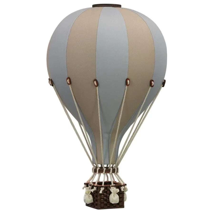 Dekorations-Heißluftballon beige und hellblau, Kinderzimmer Deko, große Größe