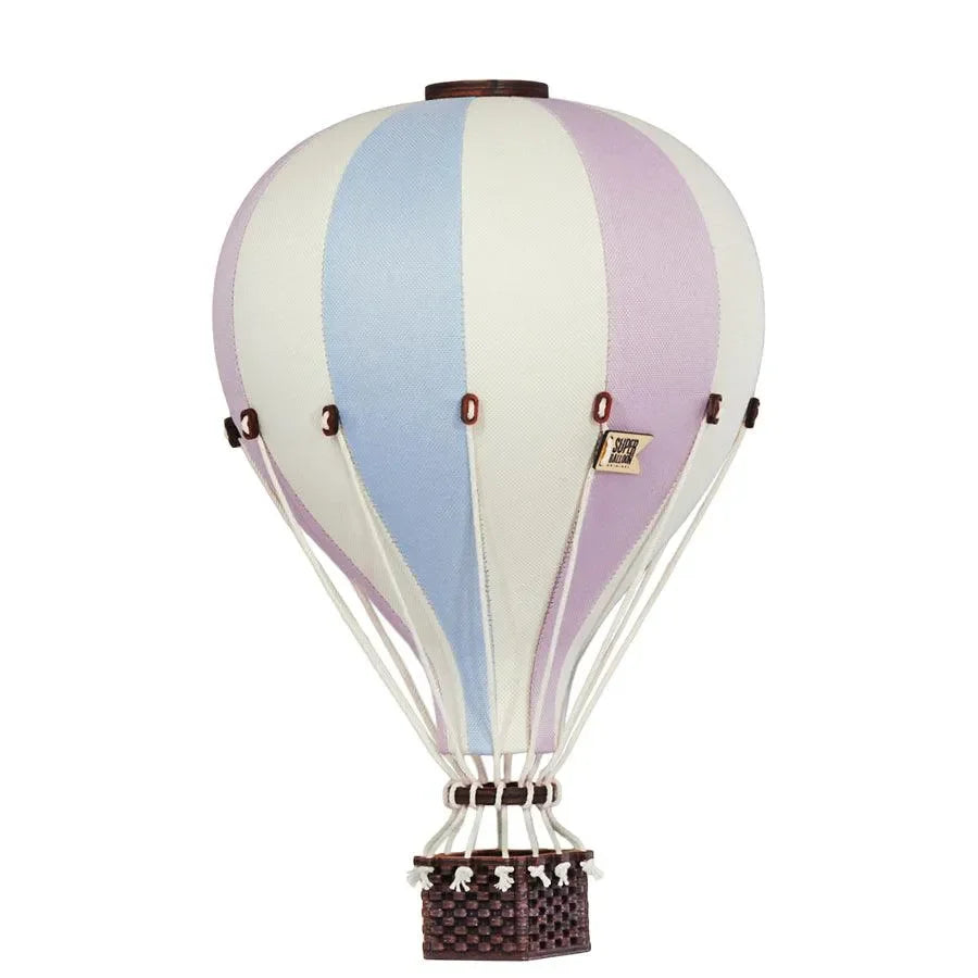 Deko Heißluftballon beige mint violett, Kinderzimmer Deko, Ballonfigur mit Korb
