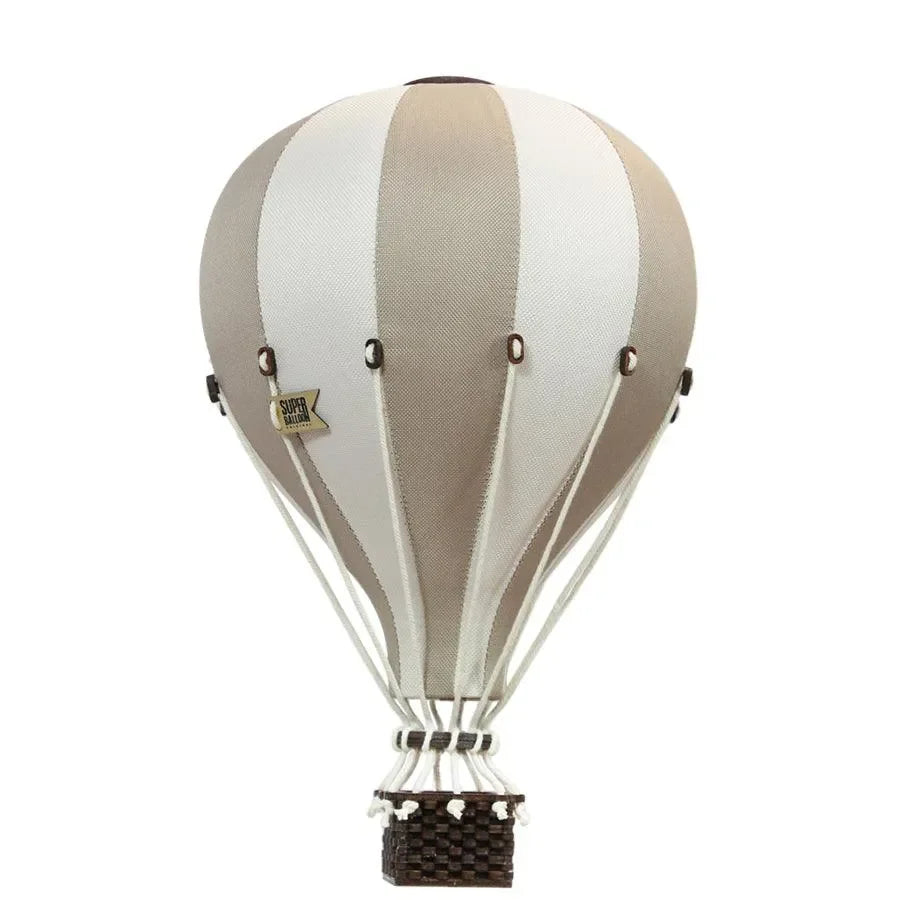 Dekorations-Heißluftballon in Gold-Beige mit Korb, Kinderzimmer Deko Accessoire