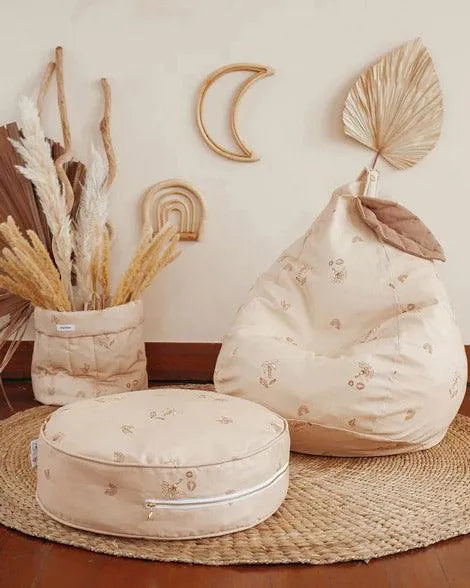 Sitzsack - Samt - Puderbeige - Birne
