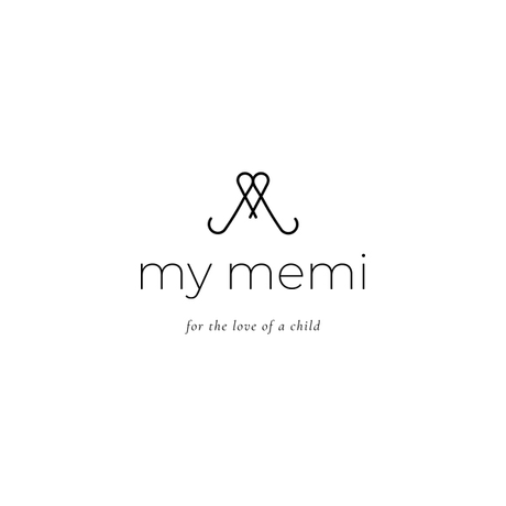 my memi Logo mit elegantem Herzsymbol, minimalistisches Design, Kinder Concept Store