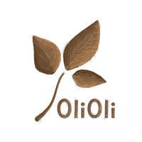 Oli&Oli Logo mit drei braunen Blättern, nachhaltige Kindermarke bei Nook' d' Mel